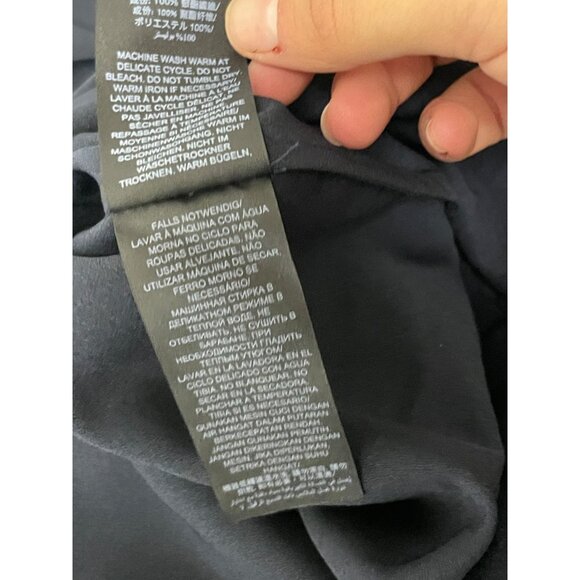 Tory Burch Womens Jane Shirt Dress Size 14 Navy Blue Ruffle Crepe de chine NWT - Picture 11 of 15